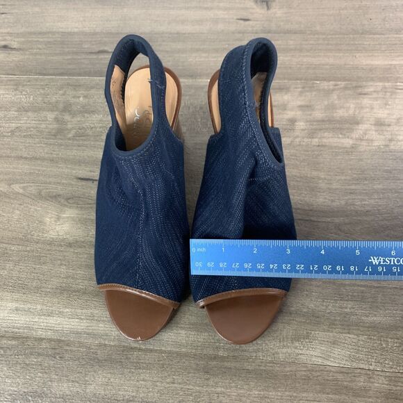 Franco Sarto Helix Peep Toe Block Heel Ankle Booties Blue Size 7.5 M Peep Toe - Picture 3 of 10